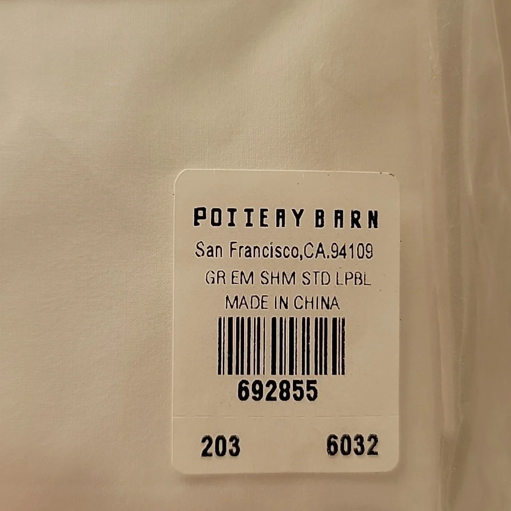 Pottery Barn Set of 2 Grand Embroidered Sham Standard Size NEW IN PACKAGE